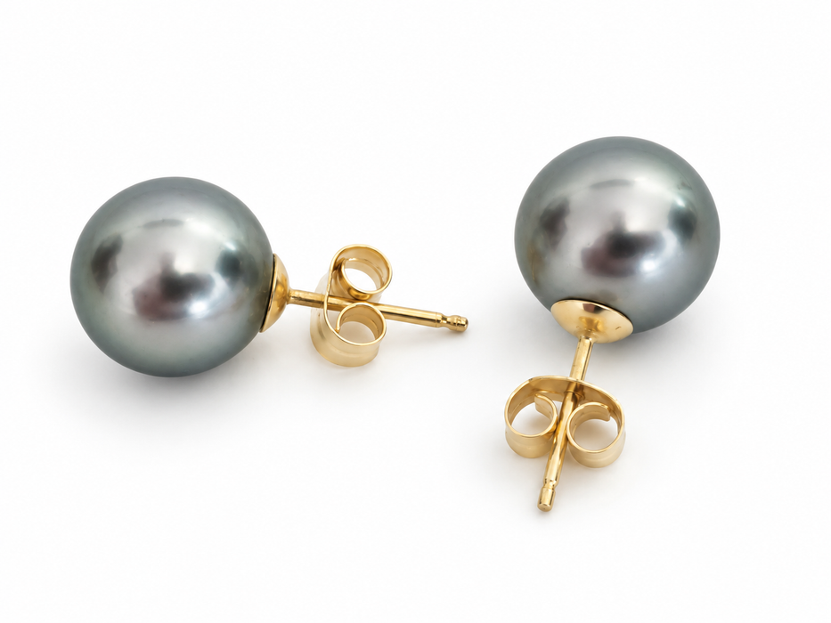 Orecchini a lobo con perle di Tahiti, 11 mm, dorata, AAA (classificazione del produttore), oro massiccio 18 carati