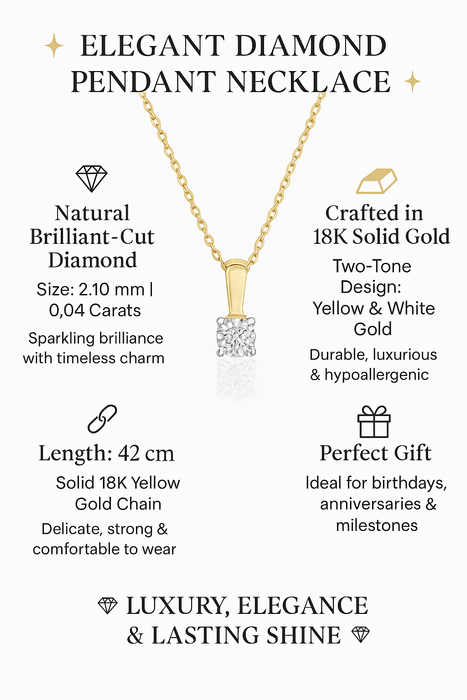 18K Two - Tone Gold Diamond Pendant Necklace - MIMUKA