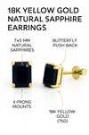18K Yellow Gold Natural Sapphire Stud Earrings - MIMUKA