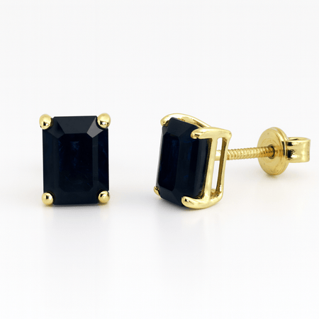 18K Yellow Gold Natural Sapphire Stud Earrings - MIMUKA
