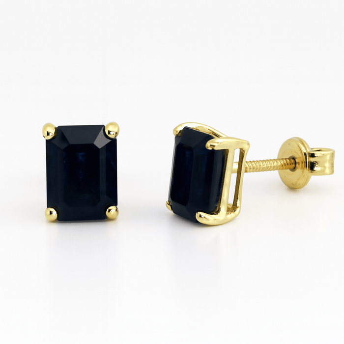 18K Yellow Gold Natural Sapphire Stud Earrings - MIMUKA