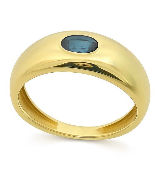 18K Yellow Gold Ring with London Blue Topaz - MIMUKA