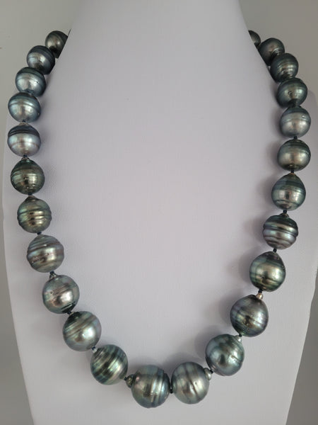 Tahiti Pearls Necklace large size 12-14 mm of Dark Natural Color |  The South Sea Pearl |  The South Sea Pearl