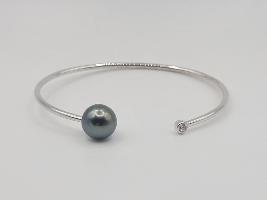 Tahiti Pearl Bracelet 10 mm AAA Dark Color in silver 925 and