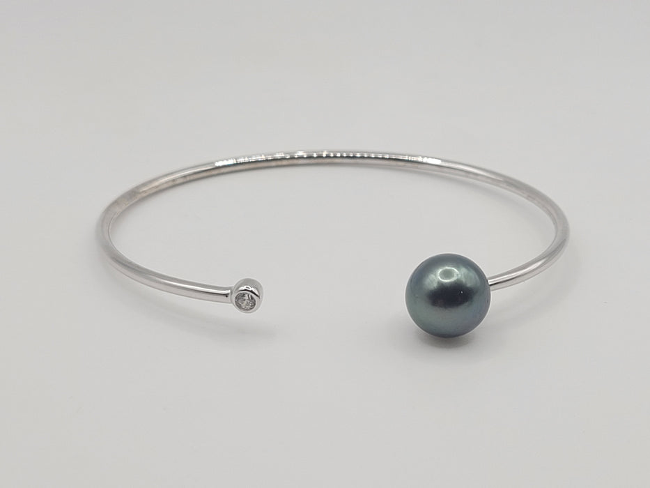 Tahiti Pearl Bracelet 10 mm AAA Dark Color in silver 925 and