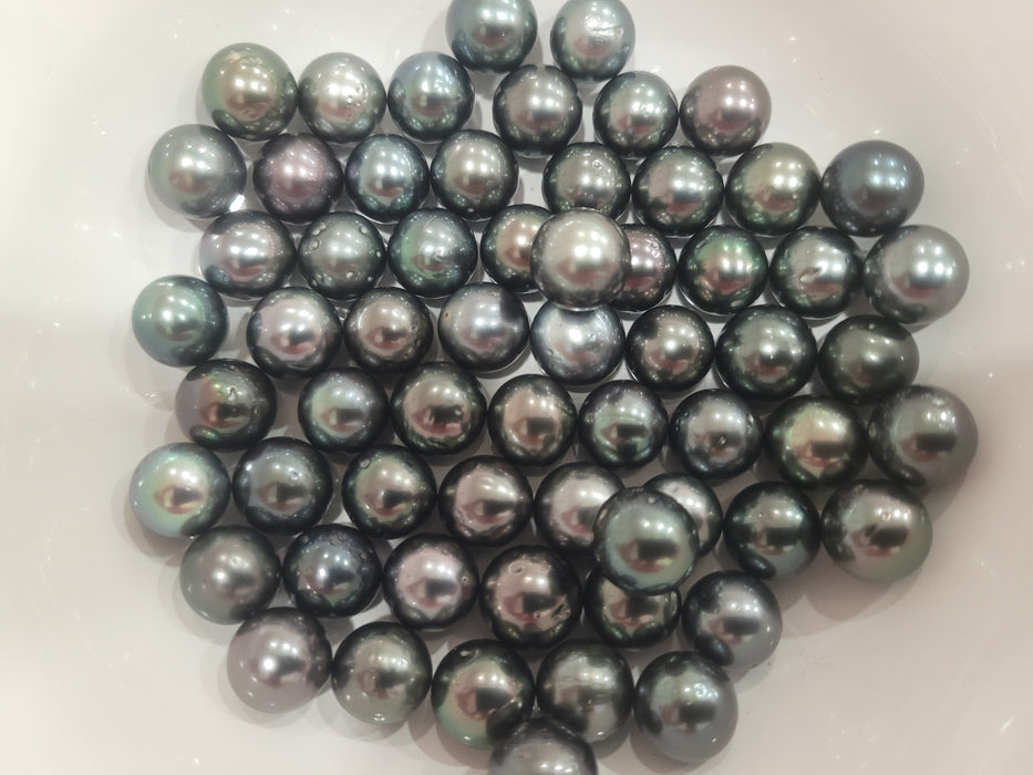 Tahiti Pearls Loose 10-11 mm Round Dark Natural Color and High Luster