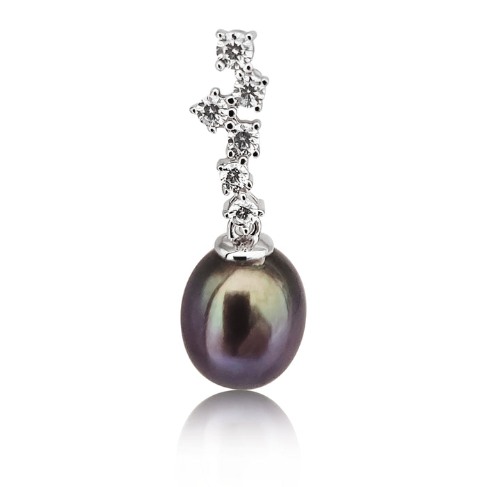 Cultured Pearls Tear-Drop 8-8.5 mm AAA Black Color Silver 925