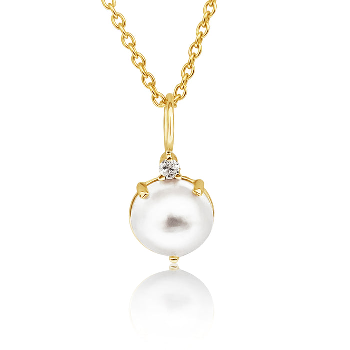 Gold Pendant 18K, Diamond  and Australian Mabe Pearl