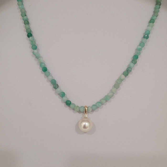 Emeralds, Diamond, Akoya Pearl &  18K Gold Necklace