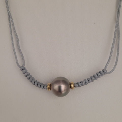 Tahiti Pearl 11 mm AAA Necklace Hand-Made and Size Adjustable