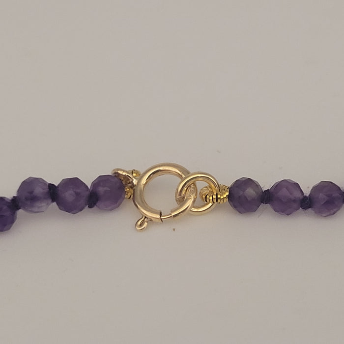 South Sea Pearls & Amethyst Precious Stones, 18K Gold Clasp Necklace
