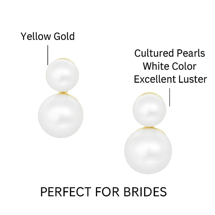 Earrings 9K Yellow Gold and Cultured Pearls AAA