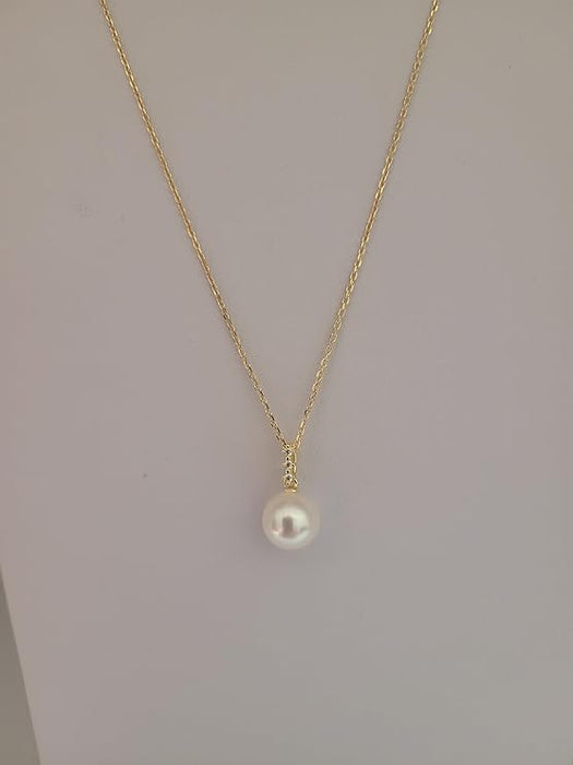 Akoya Cultured Pearl 8 mm in Silver 925 Gold Plated