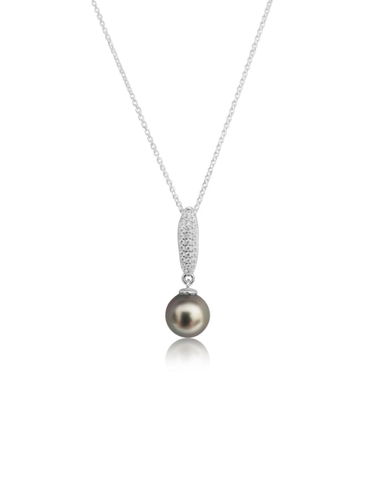 Tahiti Pearl Round AAA 8-9 mm Pendant in Silver 925