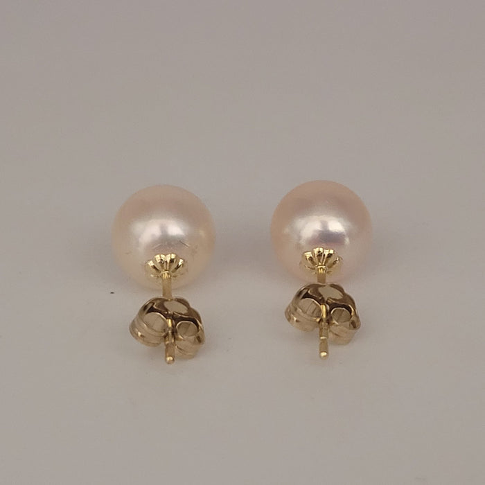 Orecchini a perno con perle Akoya 7,5-8 mm, oro 18 carati