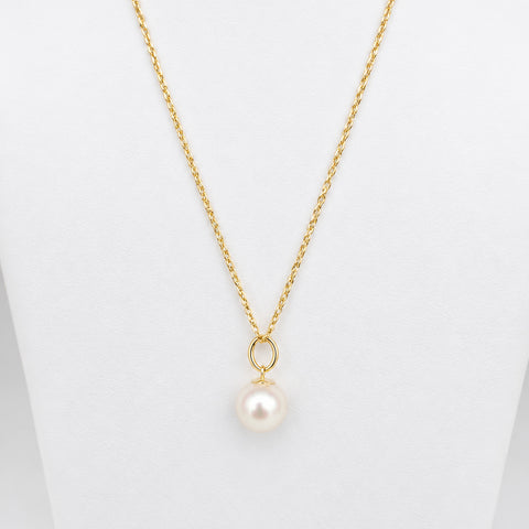 Akoya Cultured Pearl Pendant Necklace 18K Yellow Gold