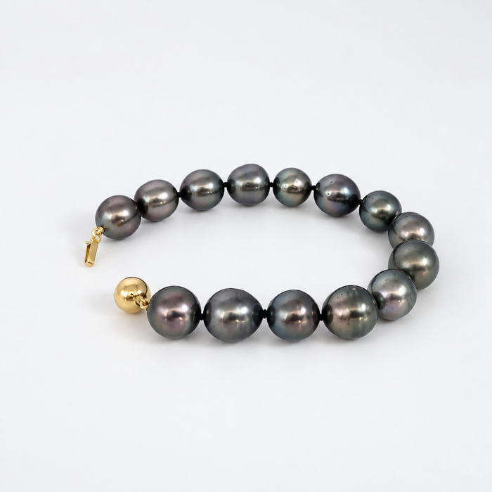 Bracciale con perla di Tahiti, 11-12 mm, scura