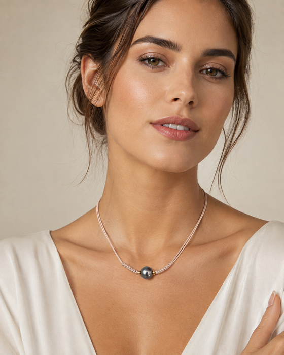 Tahitian Pearl & 18K Gold Adjustable Necklace — 11 mm, Round, High Luster