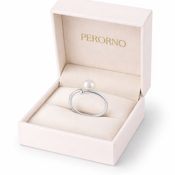 Anello con perla bianca dei Mari del Sud 9 mm tonda, argento 925
