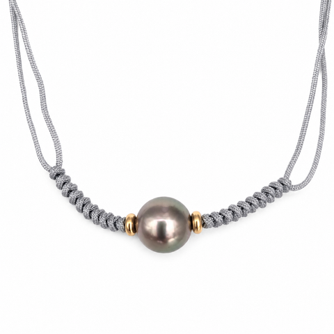 Tahiti Pearl 11 mm AAA Necklace Hand-Made and Size Adjustable