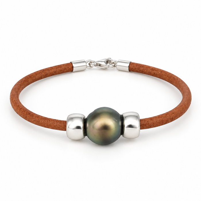 Perla di Tahiti, 11-12 mm, argento, AAA (classificazione del produttore), argento 925, realizzata a mano