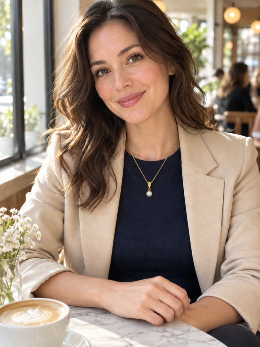 Ciondolo con perla Akoya, 8 mm, AAA (classificazione del produttore)
