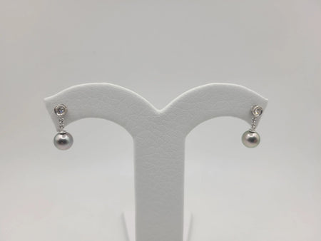 Earring  of Tahiti Pearls AAA, 0.20 Cts Diamonds, 18K Solid Gold | The South Sea Pearl |  The South Sea Pearl