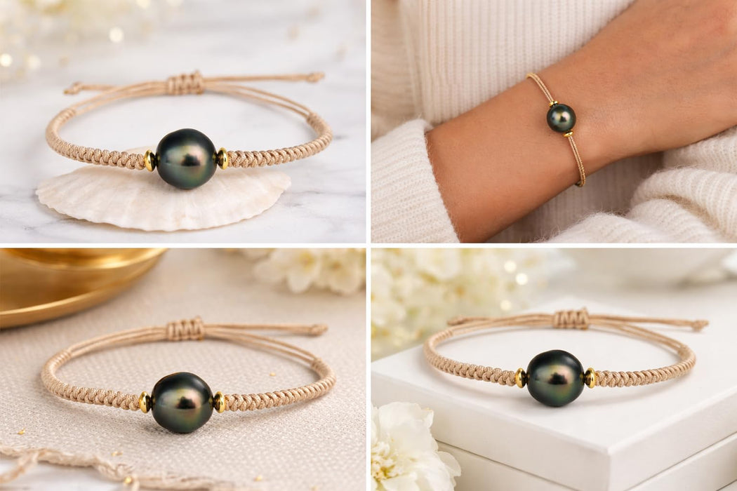 Tahiti Pearl 11 mm, 18K Gold Handmade adjujstable size