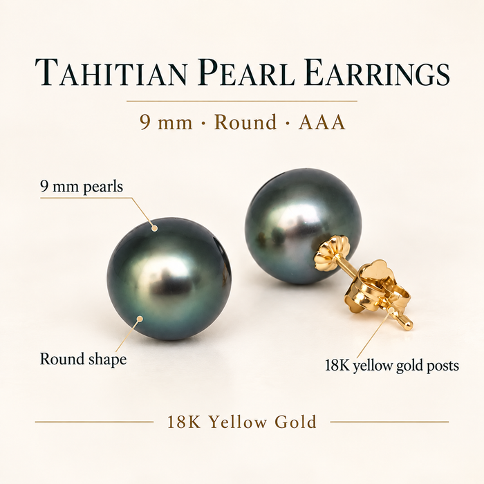 Orecchini a lobo con perle di Tahiti, 10,3 mm, dorata, AAA (classificazione del produttore), oro massiccio 18 carati