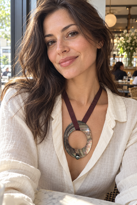 Tahitian Pearl & Mother-of-Pearl Pendant Necklace — 11 mm