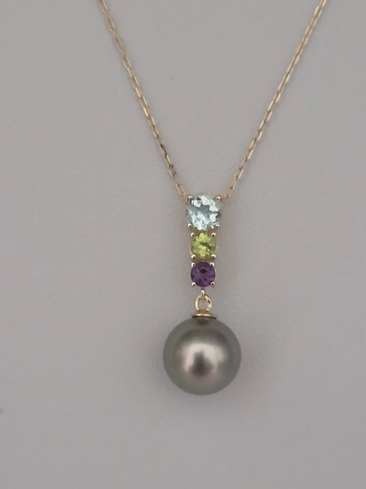 Necklace of Tahiti Pearl, 18K Gold and Precious Stones | The South Sea Pearl |  The South Sea Pearl