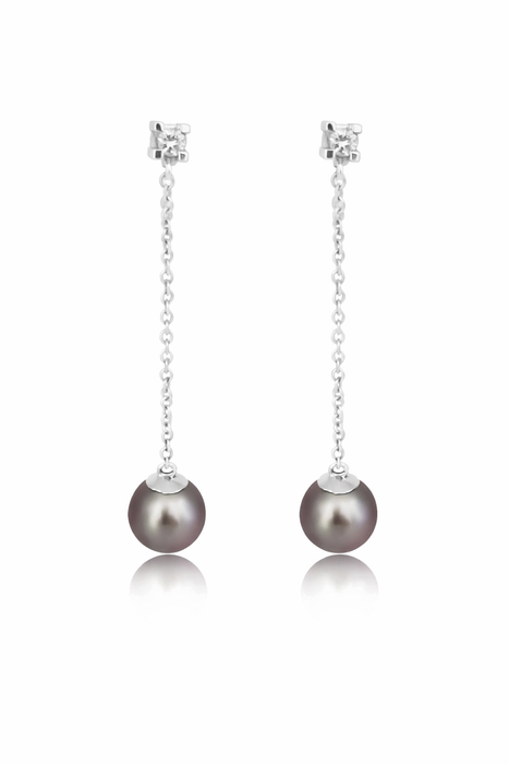 Dark Tahitian cultured pearl earrings 8-9mm round in 18K Gold (Pinctada margaritifera) — The South Sea Pearl