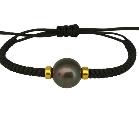 Tahiti Pearl Bracelet 12-13 mm AAA & Gold 18K adjustable handmade (Pinctada margaritifera) — The South Sea Pearl