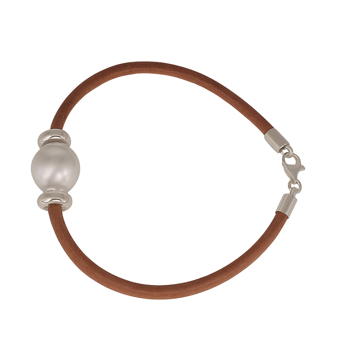 Australian South Sea Pearl and Natural Leather Bracelet