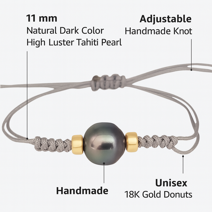 Tahiti Pearl 10 mm & 18K Gold Bracelet hand-made