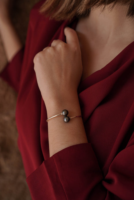 Bracciale con perle di Tahiti 9-10 mm AAA, forma tonda e lustro alto