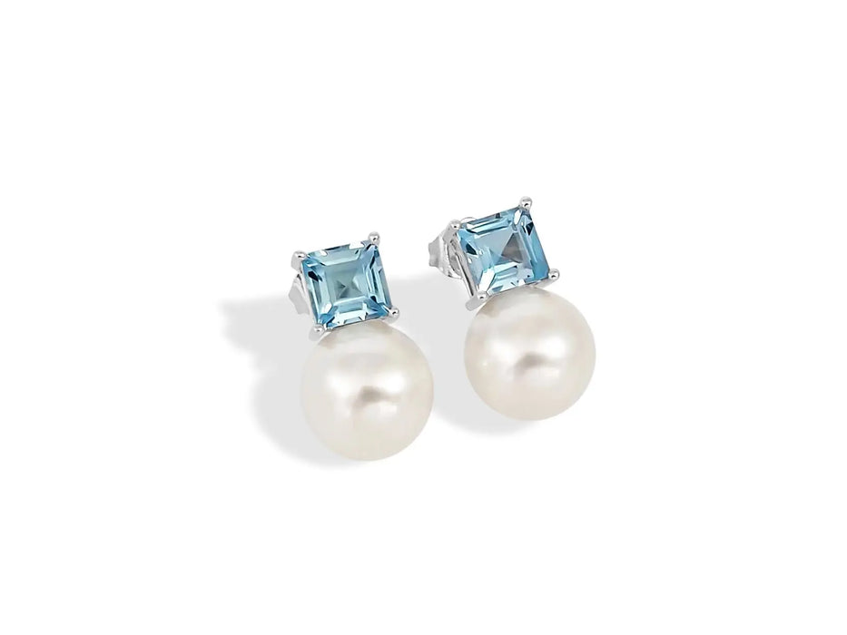 South Sea Pearls and Precious Stones Blue Topaz Earrings | The South Sea Pearl |  The South Sea Pearl