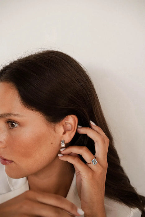 South Sea Pearls and Precious Stones Blue Topaz Earrings | The South Sea Pearl |  The South Sea Pearl