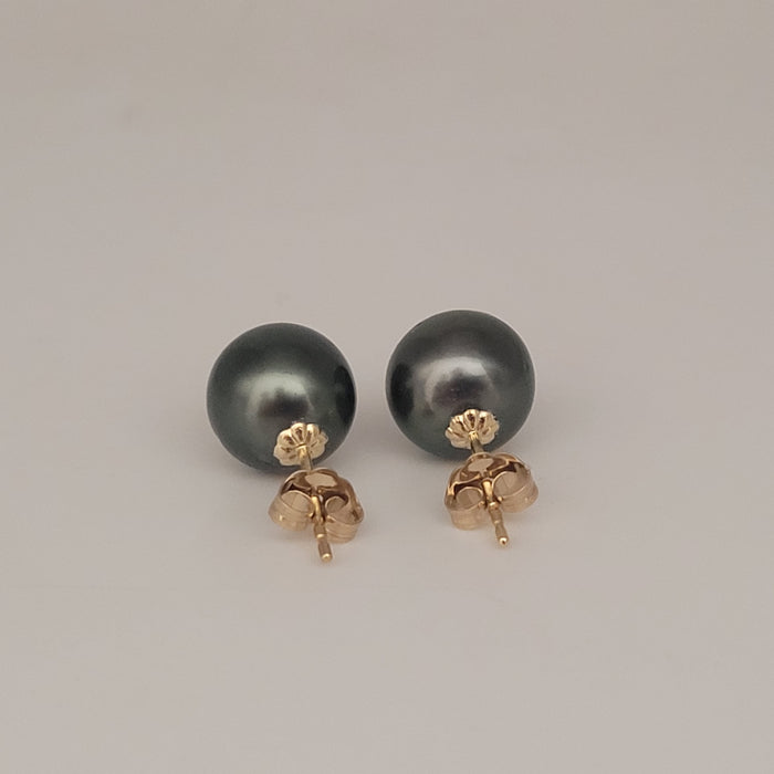 Orecchini a lobo con perle di Tahiti, 10,3 mm, dorata, AAA (classificazione del produttore), oro massiccio 18 carati