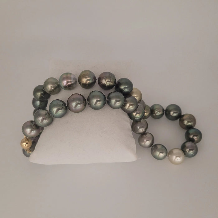 Tahiti 12-14 mm Multi-Color Pearls Very High Luster 18K Gold Clasp | The South Sea Pearl |  The South Sea Pearl