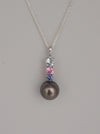 Tahiti Pearl 9-10 mm and Natural Sapphires, 18K Gold Pendant | The South Sea Pearl |  The South Sea Pearl