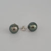 Tahiti Pearl Earrings round 10 mm dark natural color 18K Gold | The South Sea Pearl |  The South Sea Pearl