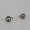 Tahiti Pearl Earrings round 10 mm dark natural color 18K Gold | The South Sea Pearl |  The South Sea Pearl