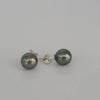 Tahiti Pearl Earrings round 10 mm dark natural color 18K Gold | The South Sea Pearl |  The South Sea Pearl