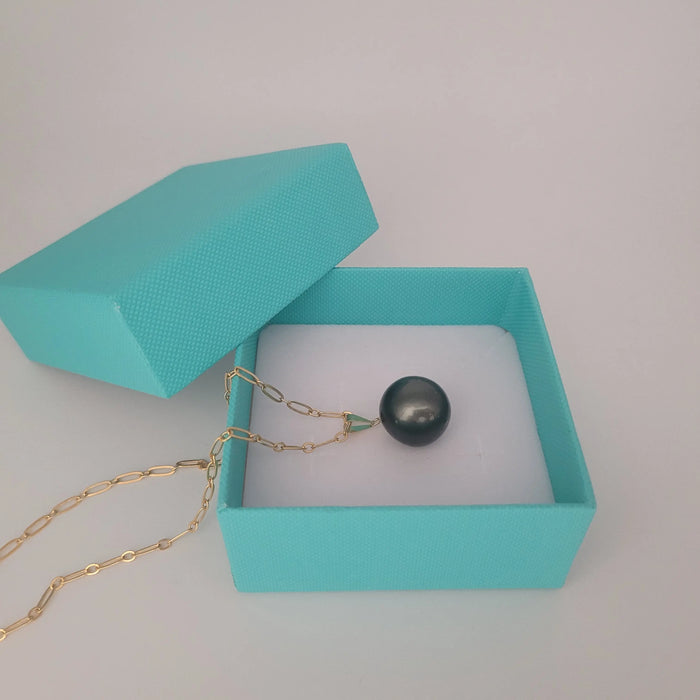 Tahiti Pearl Large 16 mm Round Shape Dark Color Pendant Necklace | The South Sea Pearl |  The South Sea Pearl