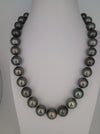 Tahiti Pearl Necklace 12-15 mm Round, Dark Color, High Luster, 18K Gold Clasp | The South Sea Pearl |  The South Sea Pearl