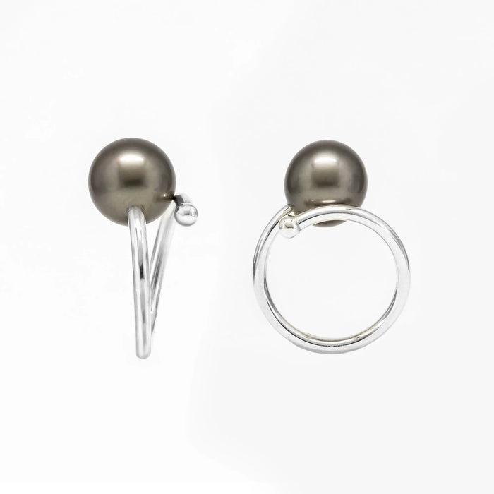 Anello bypass con perla di Tahiti