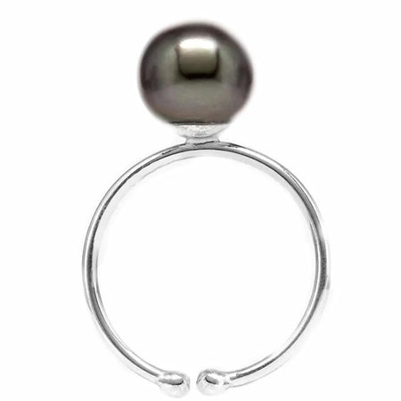Tahiti Pearl Ring 9 mm AAA Round Dark Natural Color Pearl and High Luster | The South Sea Pearl |  The South Sea Pearl