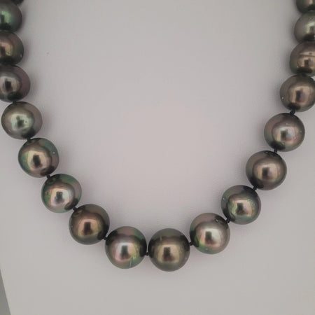 Tahiti Pearls 12-13 mm Black-Green Color Very High Luster 18K Gold Clasp | The South Sea Pearl |  The South Sea Pearl