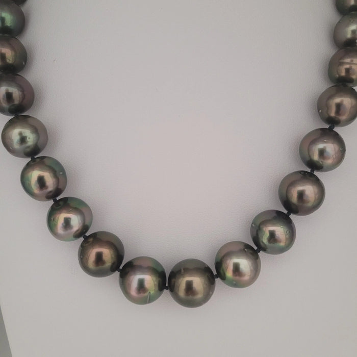 Tahiti Pearls 12-13 mm Black-Green Color Very High Luster 18K Gold Clasp | The South Sea Pearl |  The South Sea Pearl